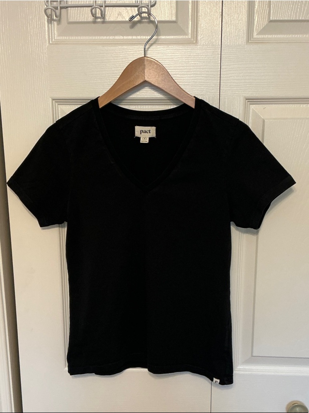 Pact Black V-Neck Tee